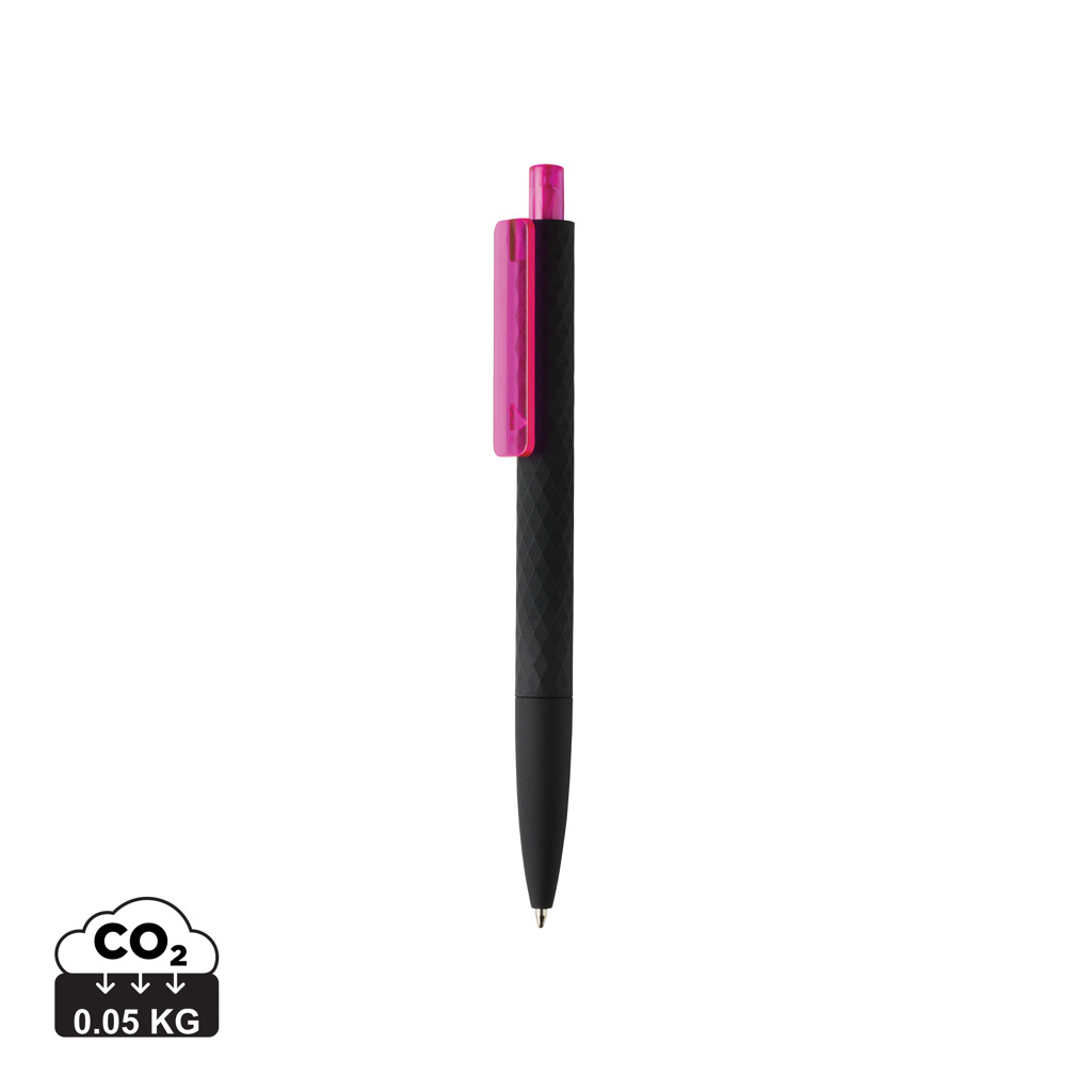 Stylo publicitaire finition losange texturé - X3 Rose et Noir